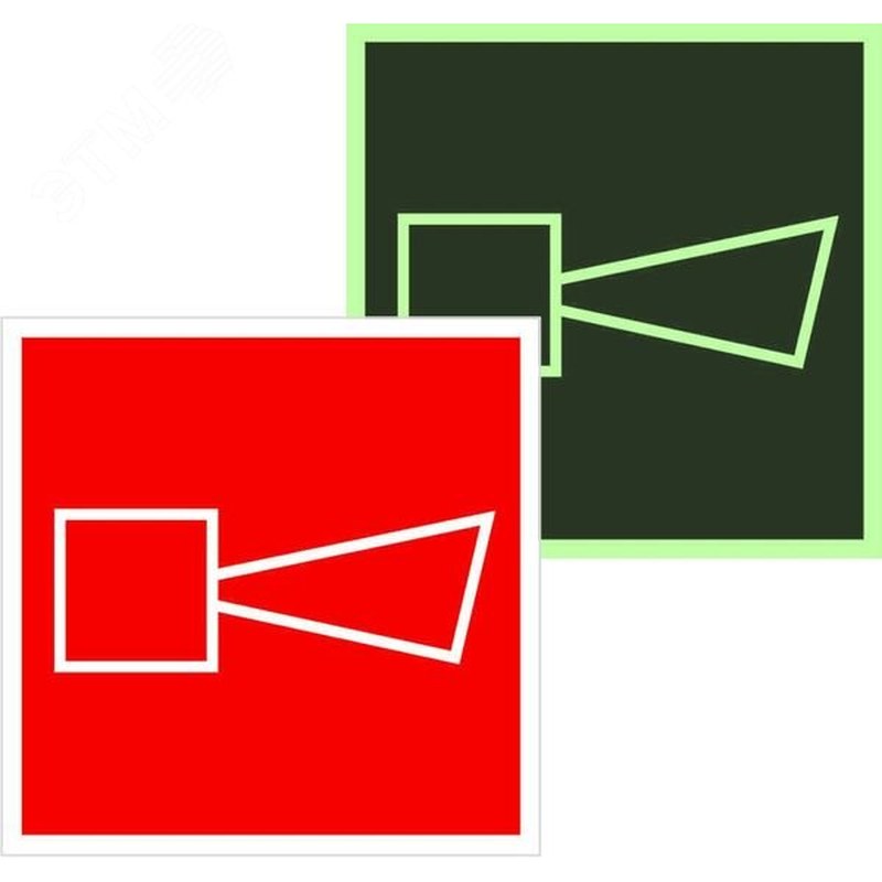 Знак ПБ (люм)"Звуковой оповещатель" наклейка 200х2