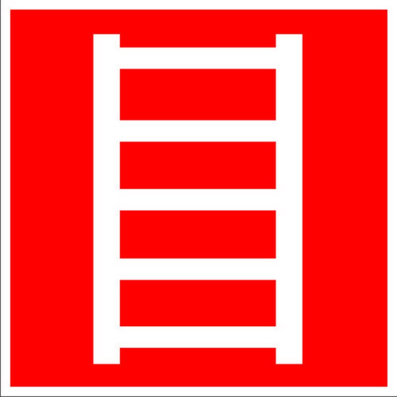 Знак ПБ (люм)"Пожарная лестница" наклейка 200х200